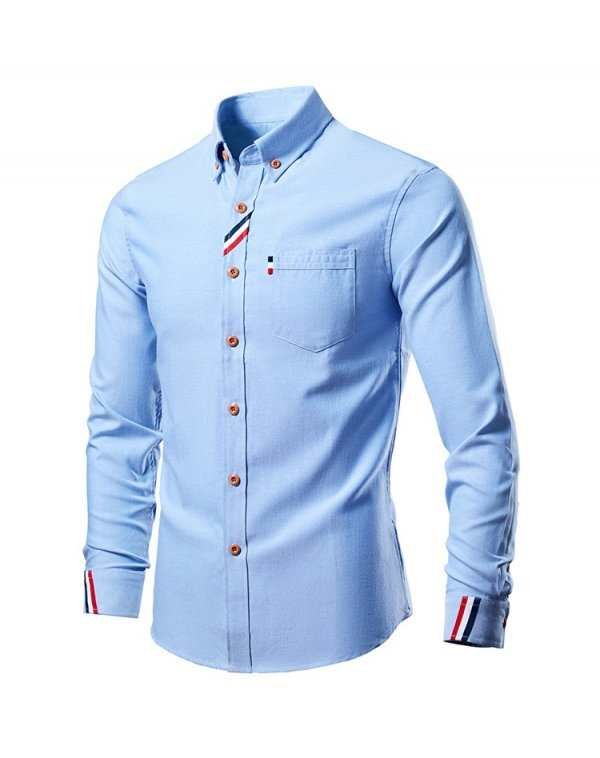 Men's Casual Fashion Slim Fit Lapel Long Sleeve Shirt