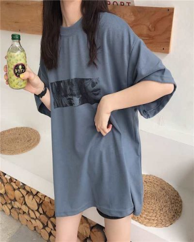 Hong Kong Style Super Fire Cec Short-sleeved T-shirt Female Korean Style Tide Ins Hong Kong Style Lazy Style Loose Top